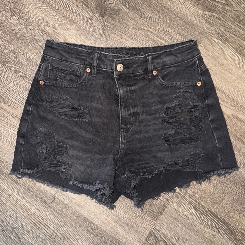 American Eagle Outfitters Black Distressed Jean Shorts